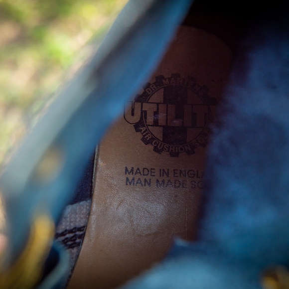 Vintage 1990s Dr. Martens 1460 Made in England Blue Suede Leather Boots Men's 12 - Picture 10 of 11